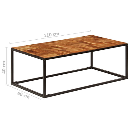 Tavolino da Caffè 110x60x40 cm Legno Massello di Acacia Acciaio - homemem39