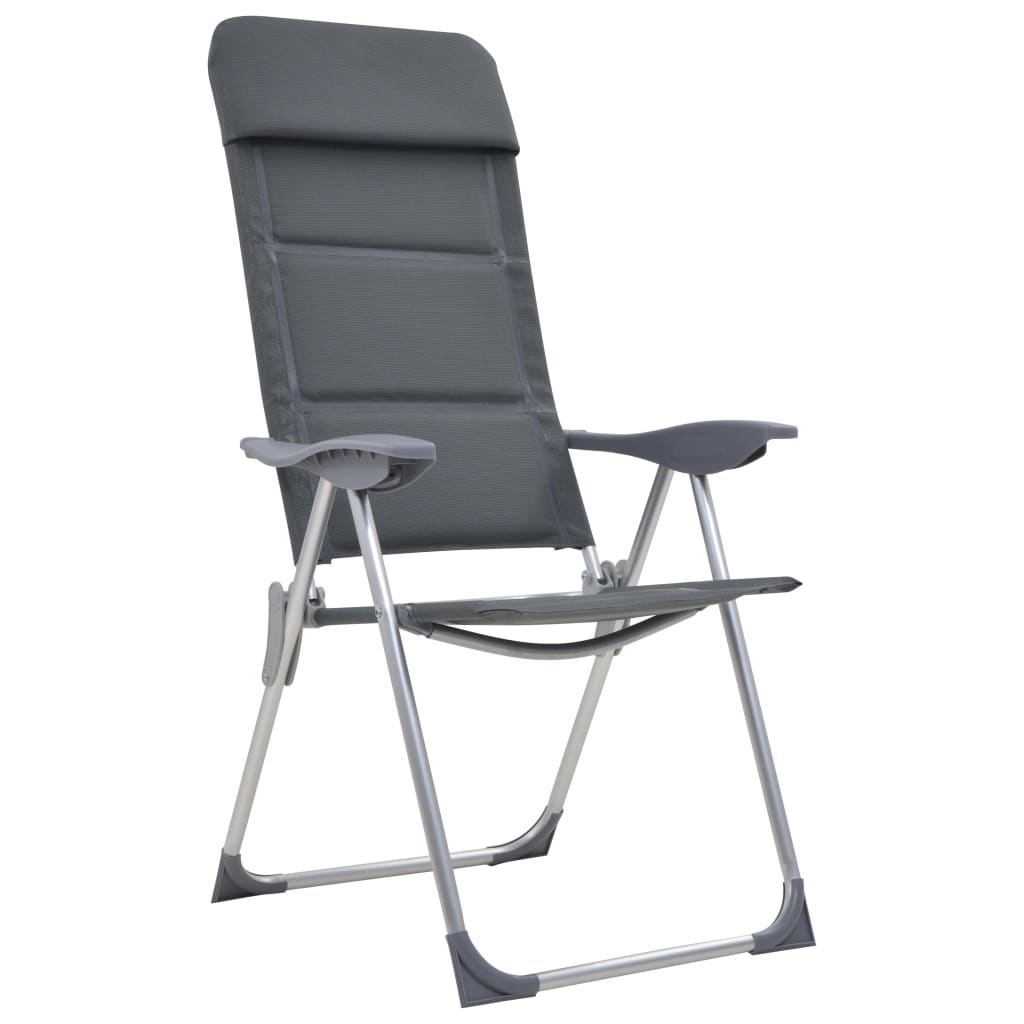 Sedie da Campeggio 2 pz in Alluminio Grigio 58x69x111 cm - homemem39