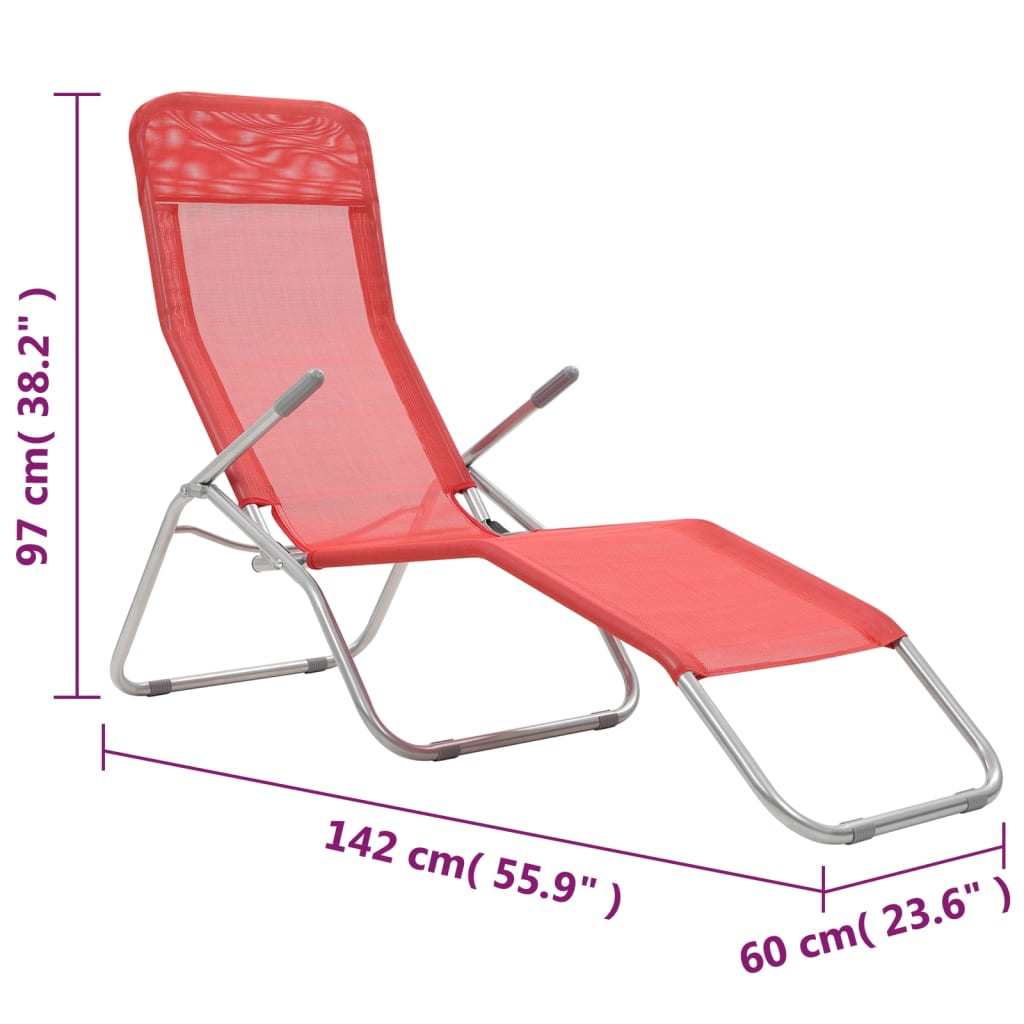 Lettini Prendisole Pieghevoli 2 pz in Textilene Rosso - homemem39