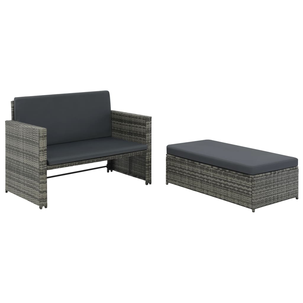 Set Divani da Giardino 2 pz con Cuscini in Polyrattan Grigio - homemem39