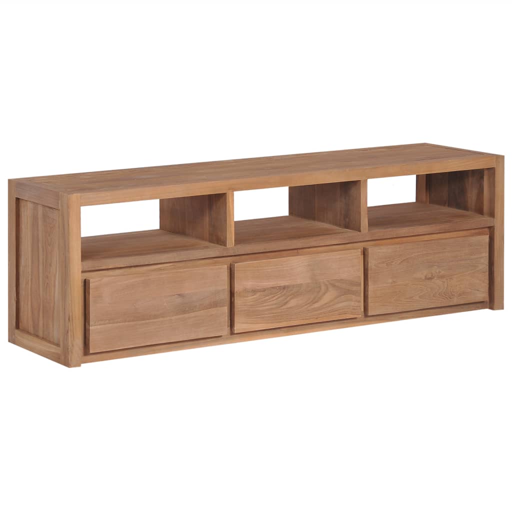 Mobile Porta TV in Teak con Finitura Naturale 120x30x40cm - homemem39