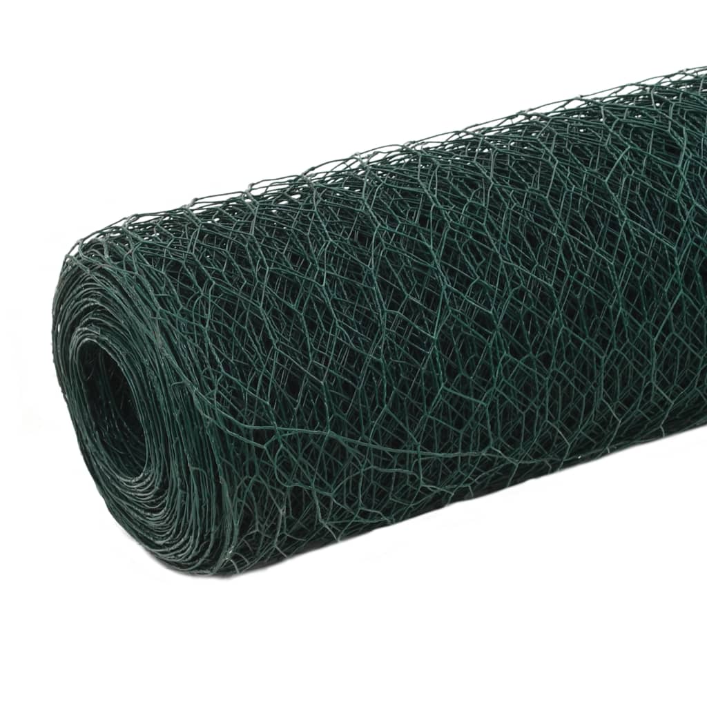 Recinzione in Rete per Pollaio in Acciaio e PVC 25x1,2 m Verde - homemem39