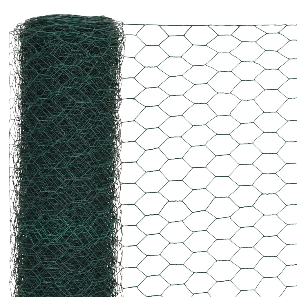 Recinzione in Rete per Pollaio in Acciaio e PVC 25x1,2 m Verde - homemem39