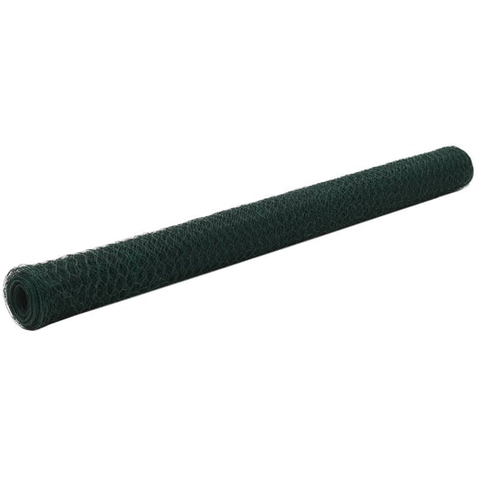 Recinzione in Rete per Pollaio in Acciaio e PVC 25x1,5 m Verde - homemem39