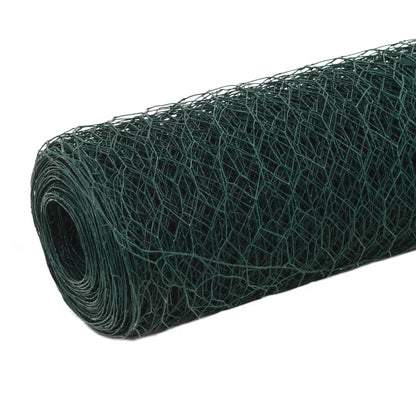 Recinzione in Rete per Pollaio in Acciaio e PVC 25x1,5 m Verde - homemem39