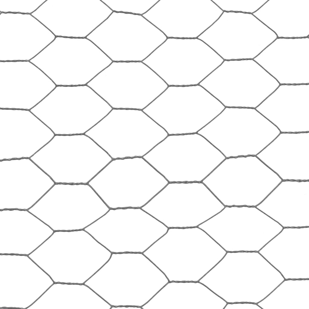 Recinzione in Rete per Pollaio in Acciaio e PVC 25x0,5 m Grigia - homemem39