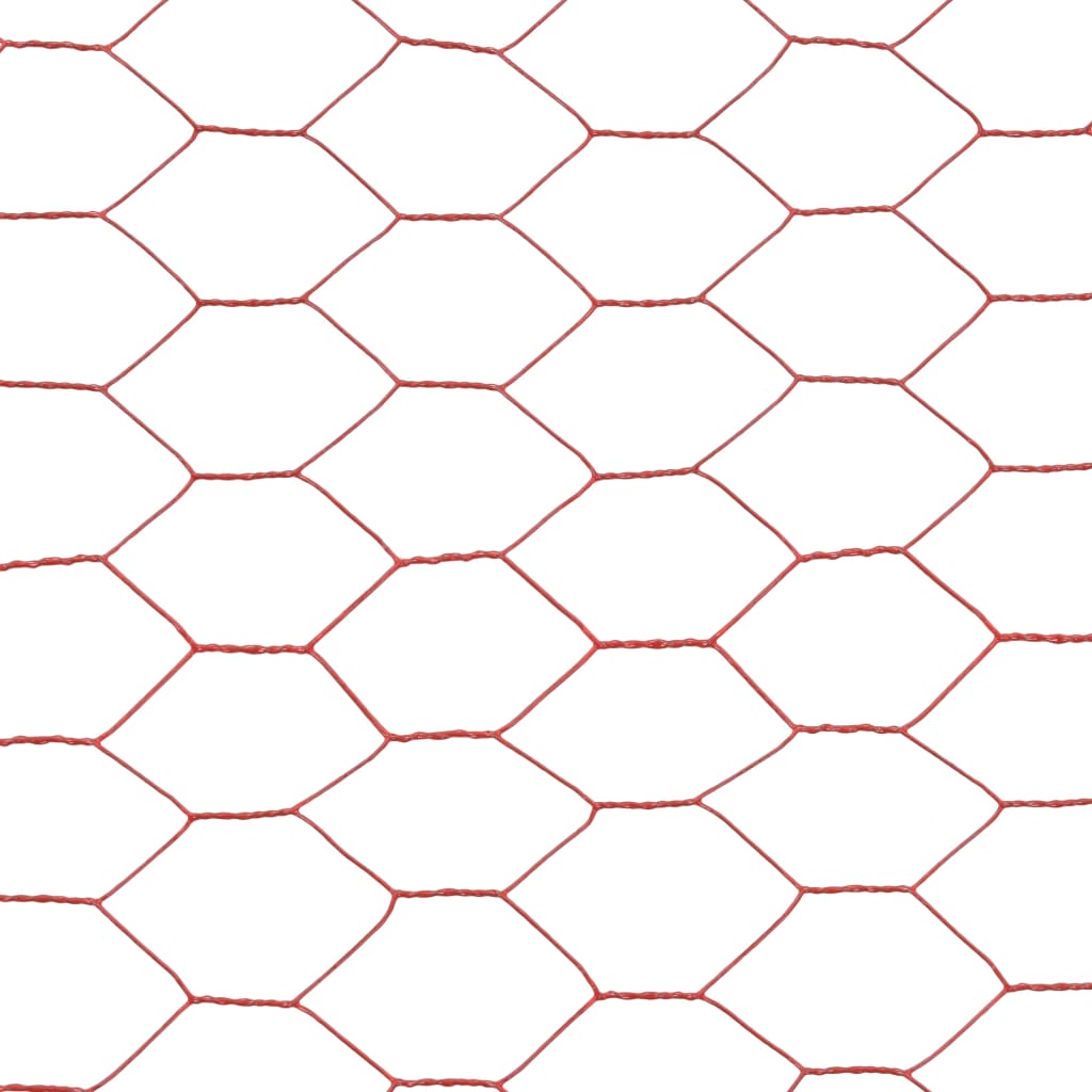 Recinzione in Rete per Pollaio in Acciaio e PVC 25x1 m Rossa - homemem39