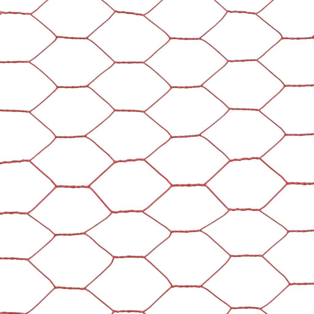 Recinzione in Rete per Pollaio in Acciaio e PVC 25x1 m Rossa - homemem39