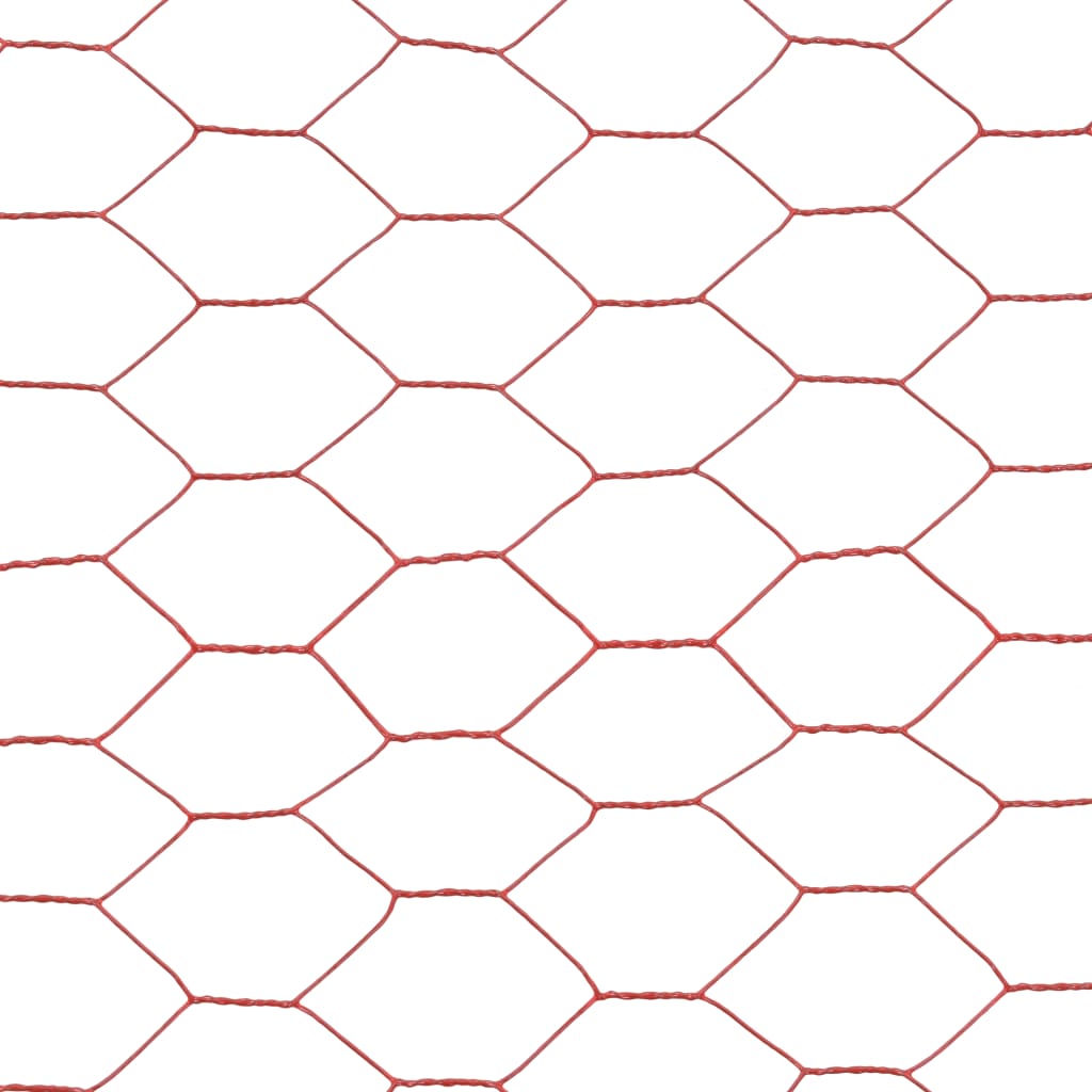 Recinzione in Rete per Pollaio in Acciaio e PVC 25x1,2 m Rossa - homemem39