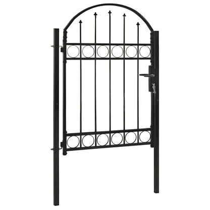 Cancello per Recinzione ad Arco in Acciaio 100x125 cm Nero - homemem39