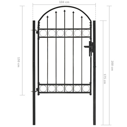 Cancello per Recinzione ad Arco in Acciaio 100x150 cm Nero - homemem39