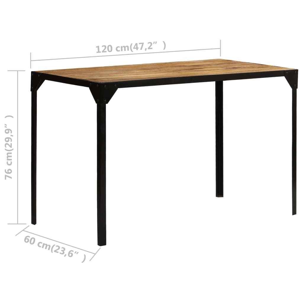 Tavolo da Pranzo in Massello di Mango Grezzo e Acciaio 120 cm - homemem39