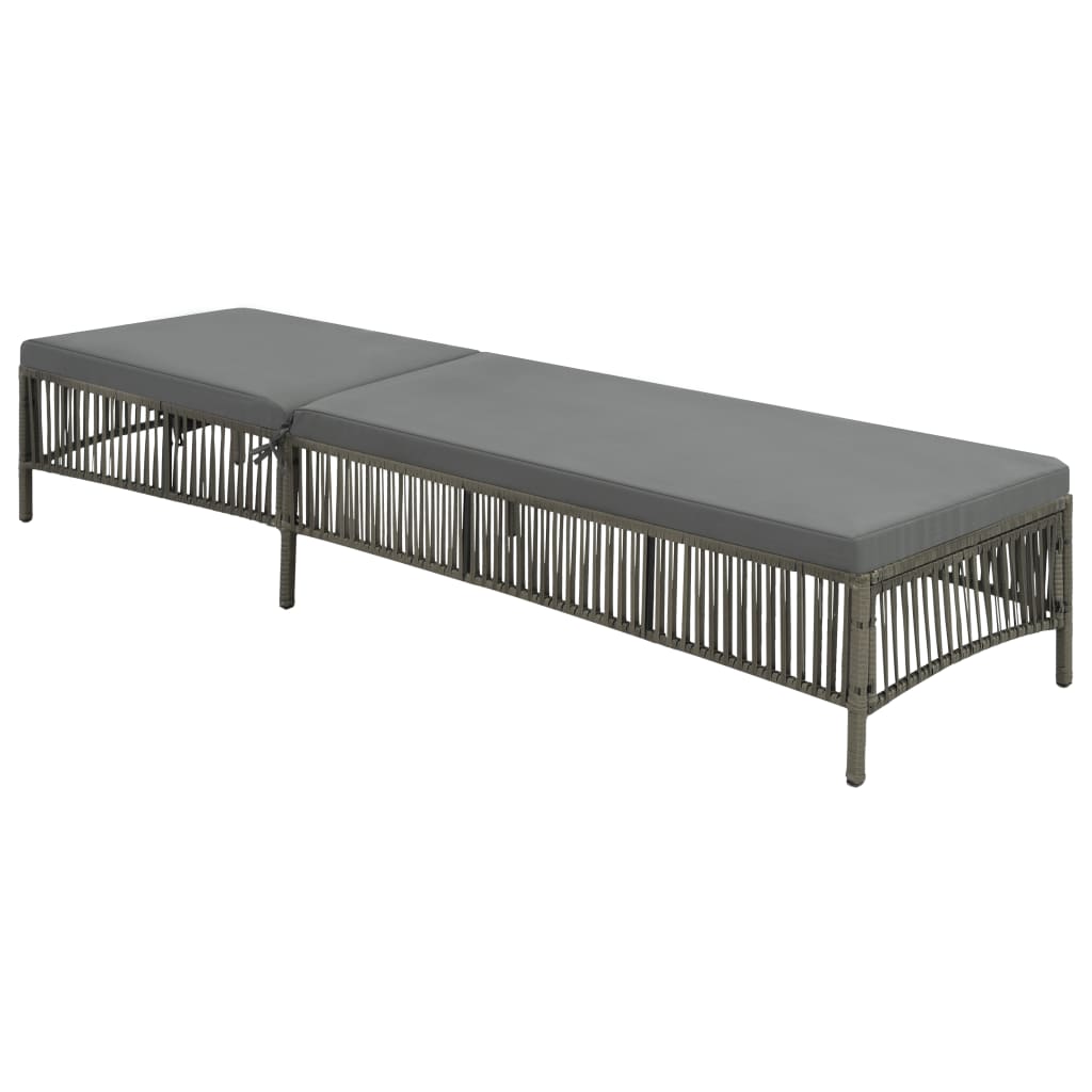 Lettino Prendisole con Cuscino in Polyrattan Grigio - homemem39