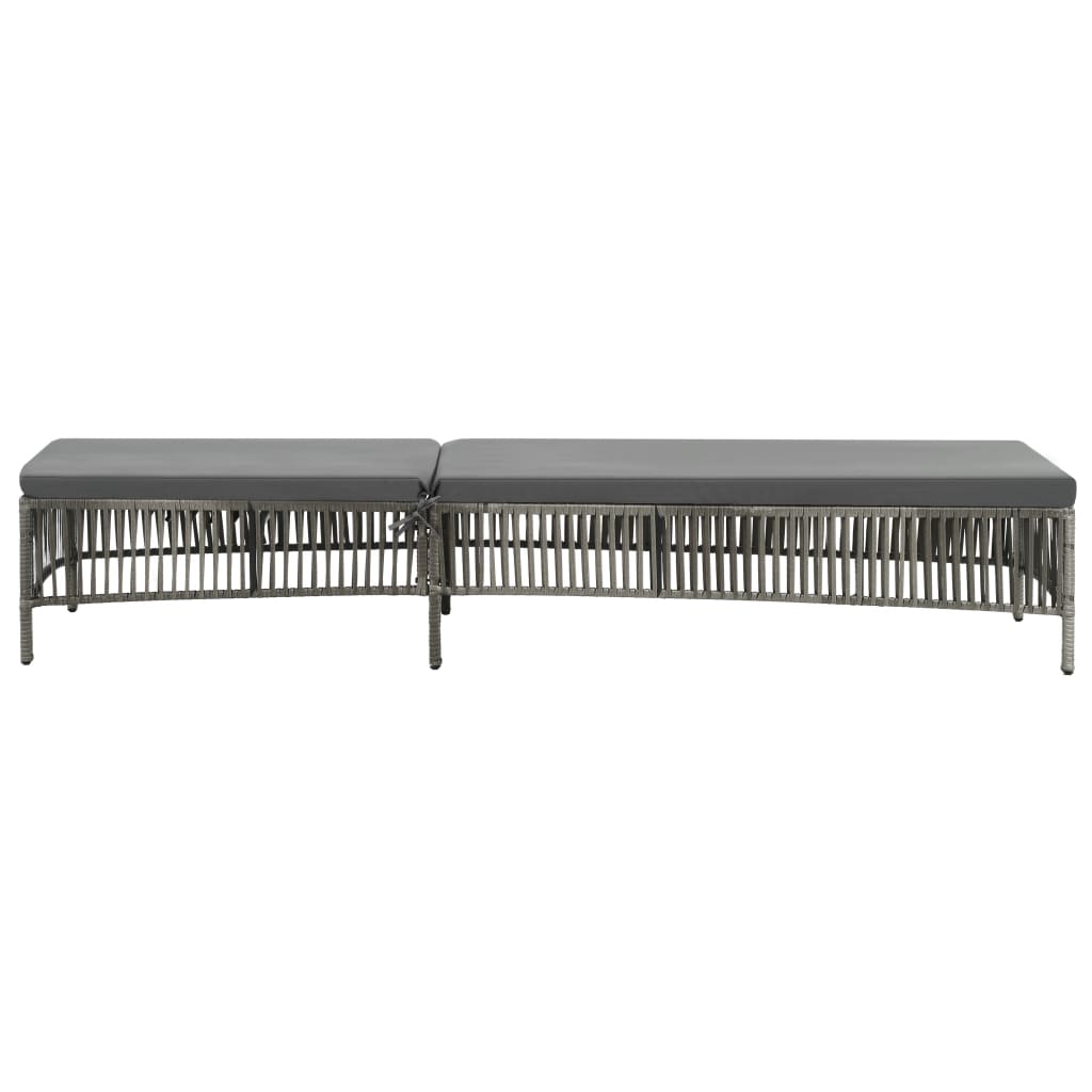 Lettino Prendisole con Cuscino in Polyrattan Grigio - homemem39