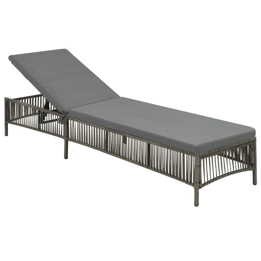 Lettino Prendisole con Cuscino in Polyrattan Grigio - homemem39