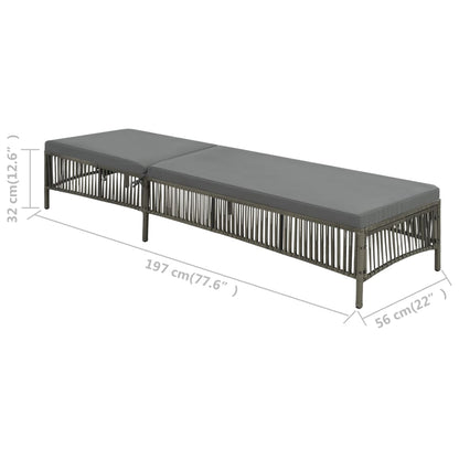 Lettino Prendisole con Cuscino in Polyrattan Grigio - homemem39