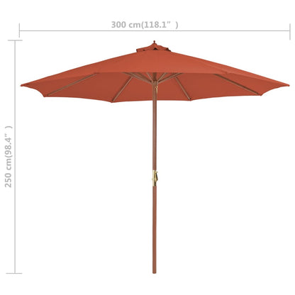 Ombrellone da Esterni con Palo in Legno 300 cm Terracotta - homemem39