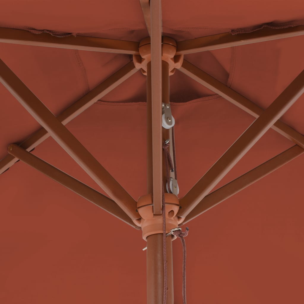 Ombrellone da Esterni con Palo in Legno 150x200 cm Terracotta - homemem39