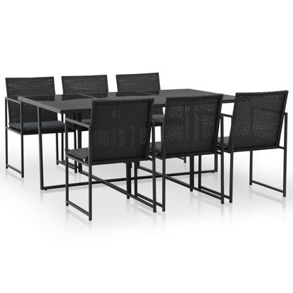 Set da Pranzo da Giardino 7 pz con Cuscini in Polyrattan Nero - homemem39