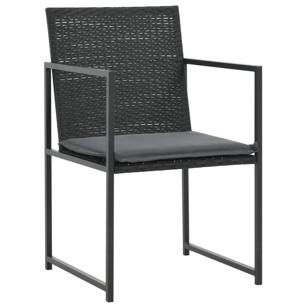 Set da Pranzo da Giardino 7 pz con Cuscini in Polyrattan Nero - homemem39