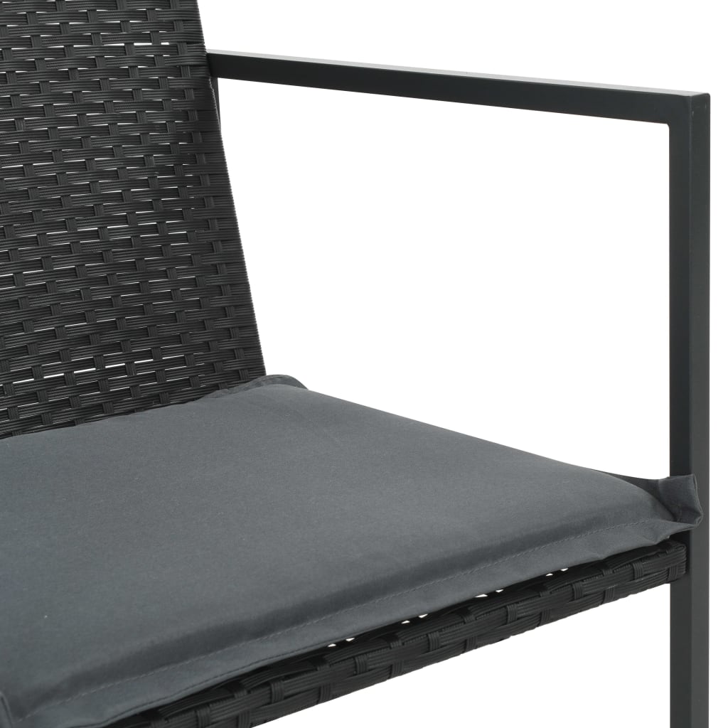 Set da Pranzo da Giardino 7 pz con Cuscini in Polyrattan Nero - homemem39