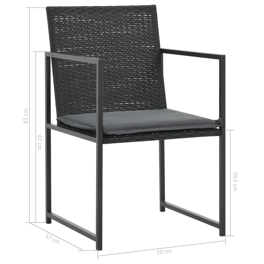 Set da Pranzo da Giardino 7 pz con Cuscini in Polyrattan Nero - homemem39