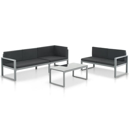 Set Divani da Giardino 3 pz con Cuscini in Alluminio Nero - homemem39