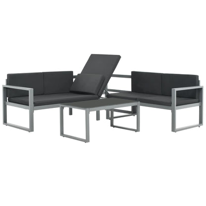 Set Divani da Giardino 3 pz con Cuscini in Alluminio Nero - homemem39