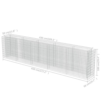 Gabbione Letto Rialzato in Acciaio Zincato 450x50x100 cm - homemem39