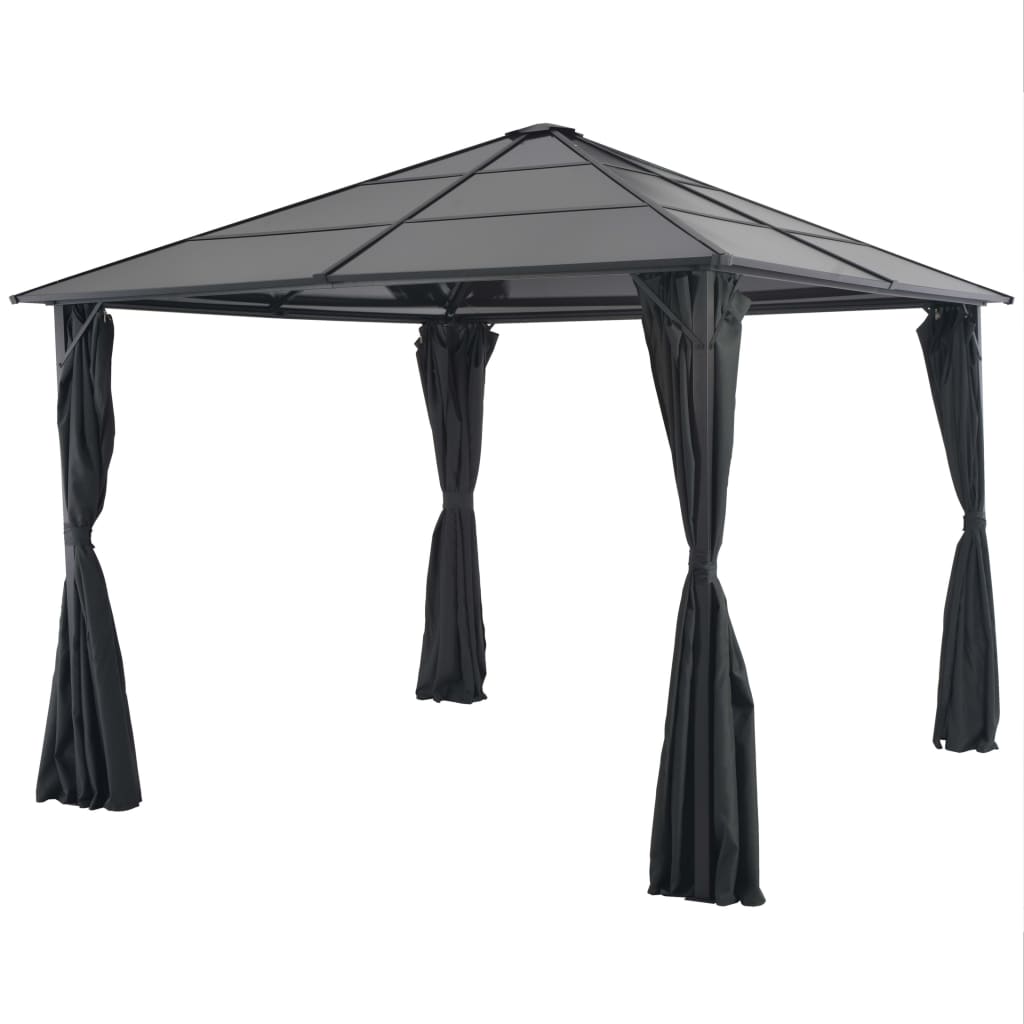 Gazebo con Tende in Alluminio 3x3 m Nero - homemem39