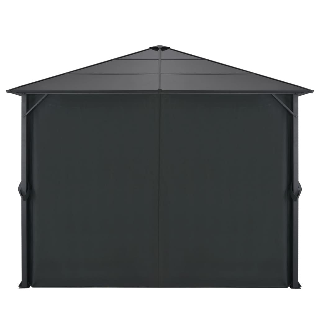 Gazebo con Tende in Alluminio 3x3 m Nero - homemem39