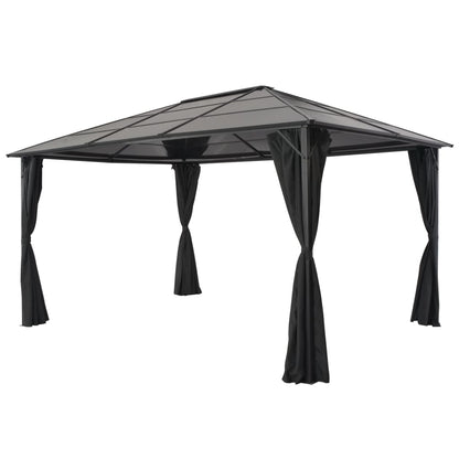 Gazebo con Tende in Alluminio 4x3x2,6 m Nero - homemem39