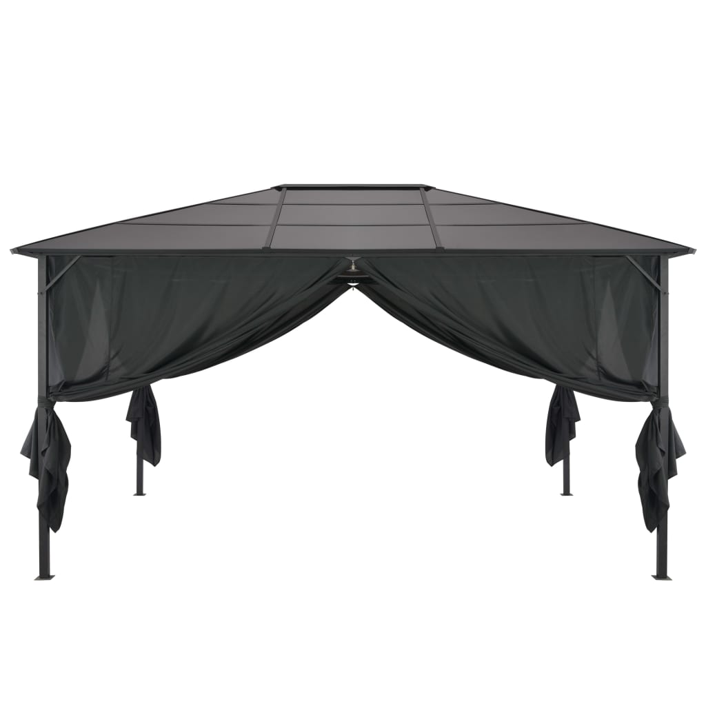 Gazebo con Tende in Alluminio 4x3x2,6 m Nero - homemem39