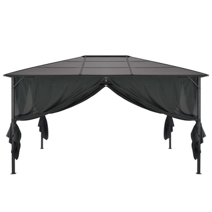 Gazebo con Tende in Alluminio 4x3x2,6 m Nero - homemem39