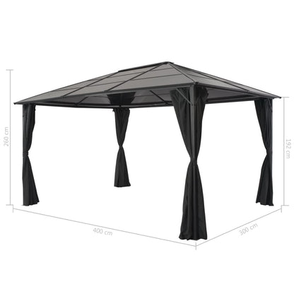 Gazebo con Tende in Alluminio 4x3x2,6 m Nero - homemem39