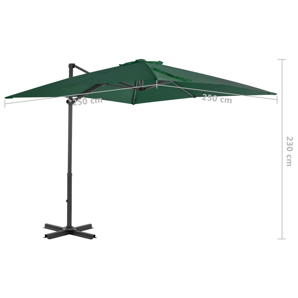 Ombrellone a Sbalzo con Palo Alluminio Verde 250x250 cm - homemem39