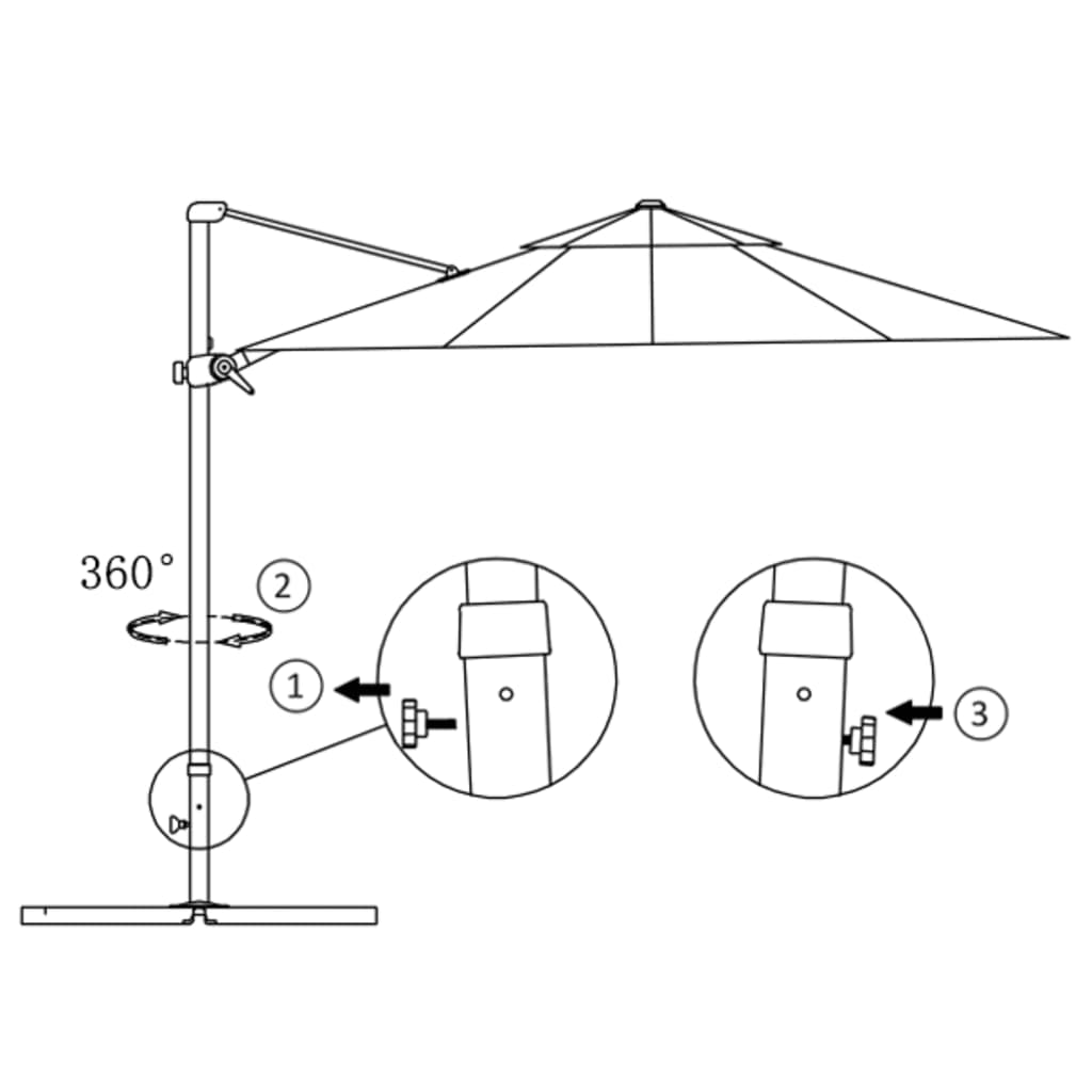 Ombrellone a Sbalzo con Palo in Alluminio Antracite 250x250 cm - homemem39