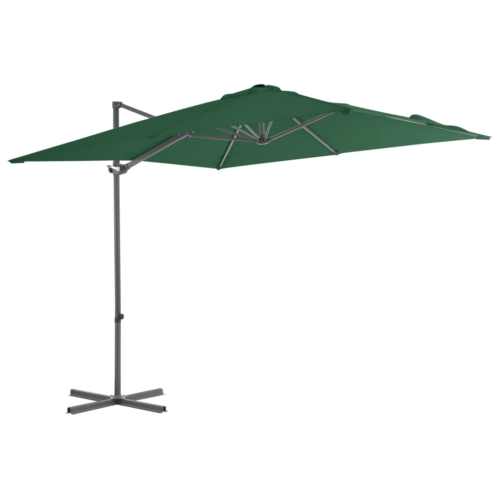 Ombrellone a Sbalzo con Palo in Acciaio 250x250 cm Verde - homemem39