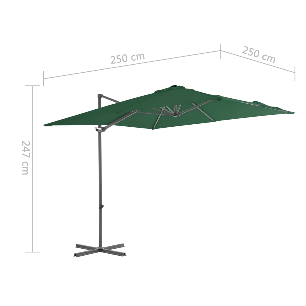 Ombrellone a Sbalzo con Palo in Acciaio 250x250 cm Verde - homemem39