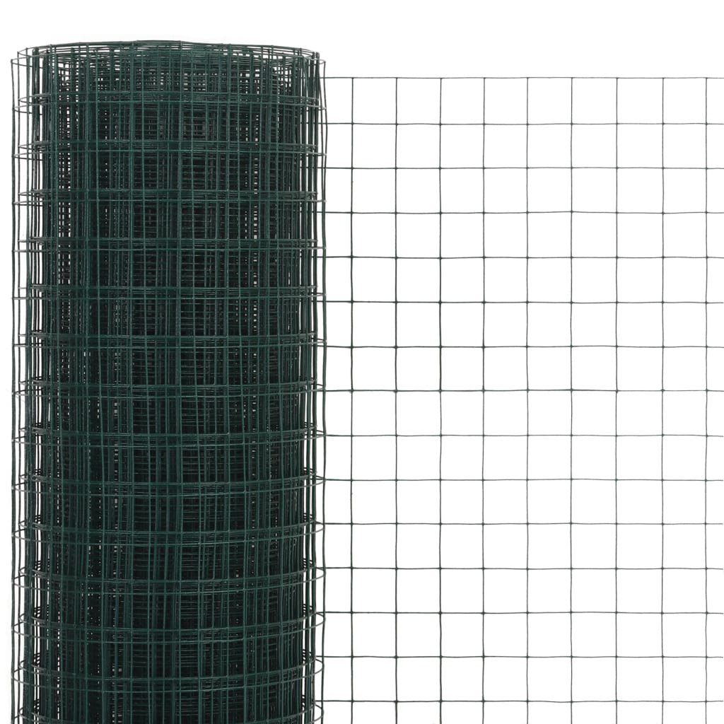 Recinzione in Rete per Pollaio in Acciaio e PVC 10x1,5 m Verde - homemem39