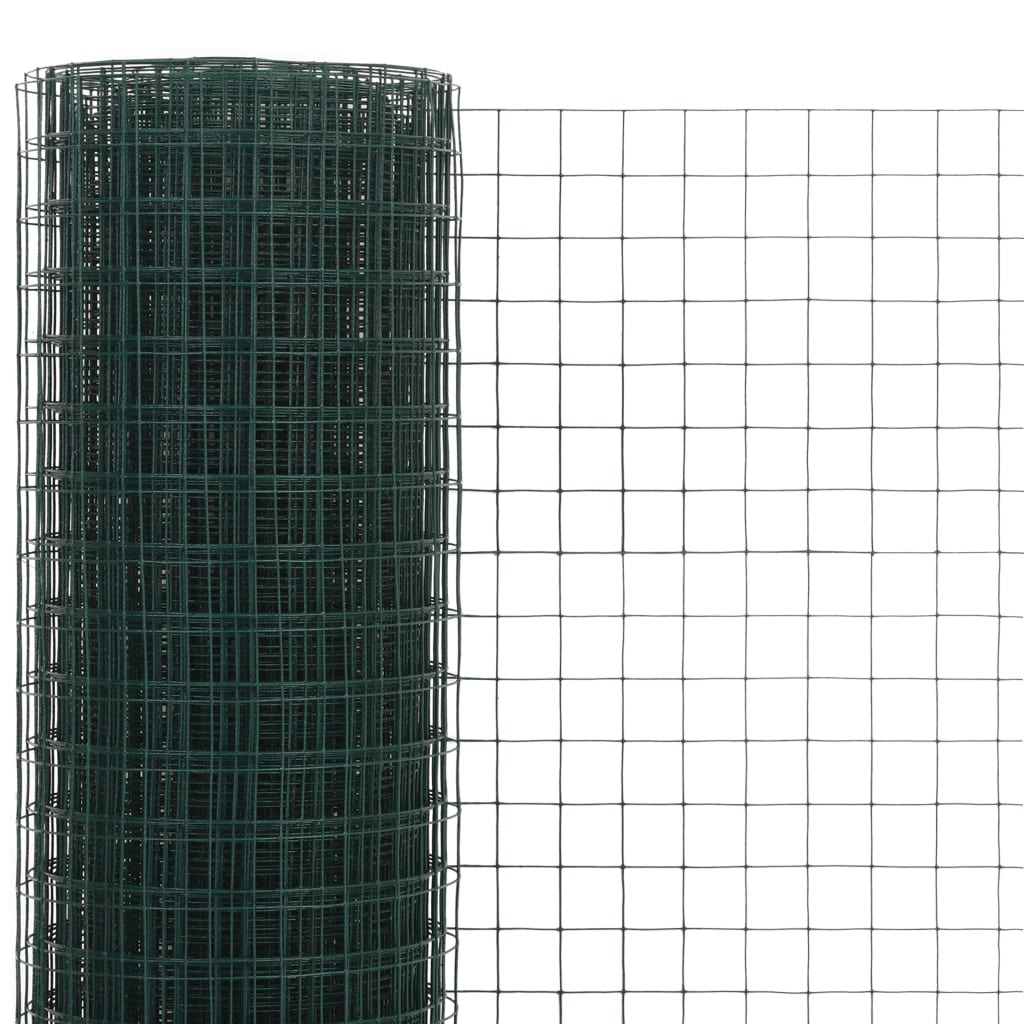 Recinzione in Rete per Pollaio in Acciaio e PVC 25x0,5 m Verde - homemem39