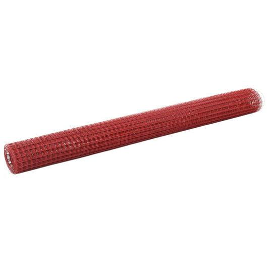 Recinzione in Rete per Pollaio in Acciaio e PVC 25x1,5 m Rossa - homemem39