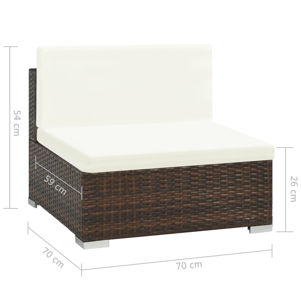 Set Divani da Giardino 7 pz con Cuscini in Polyrattan Marrone - homemem39