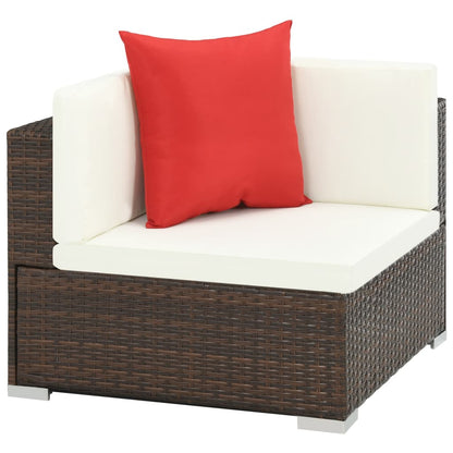 Set Divani da Giardino 7 pz con Cuscini in Polyrattan Marrone - homemem39