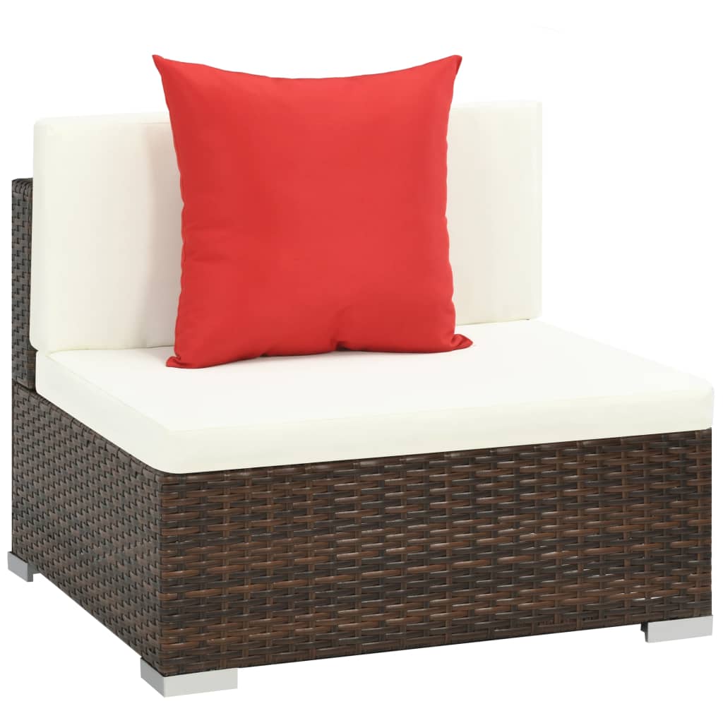 Set Divani da Giardino 7 pz con Cuscini in Polyrattan Marrone - homemem39