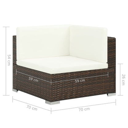 Set Divani da Giardino 7 pz con Cuscini in Polyrattan Marrone - homemem39