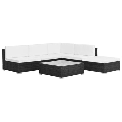 Set Divani da Giardino 6 pz con Cuscini in Polyrattan Nero - homemem39