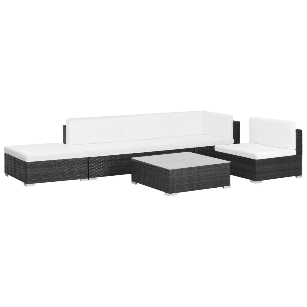 Set Divani da Giardino 6 pz con Cuscini in Polyrattan Nero - homemem39