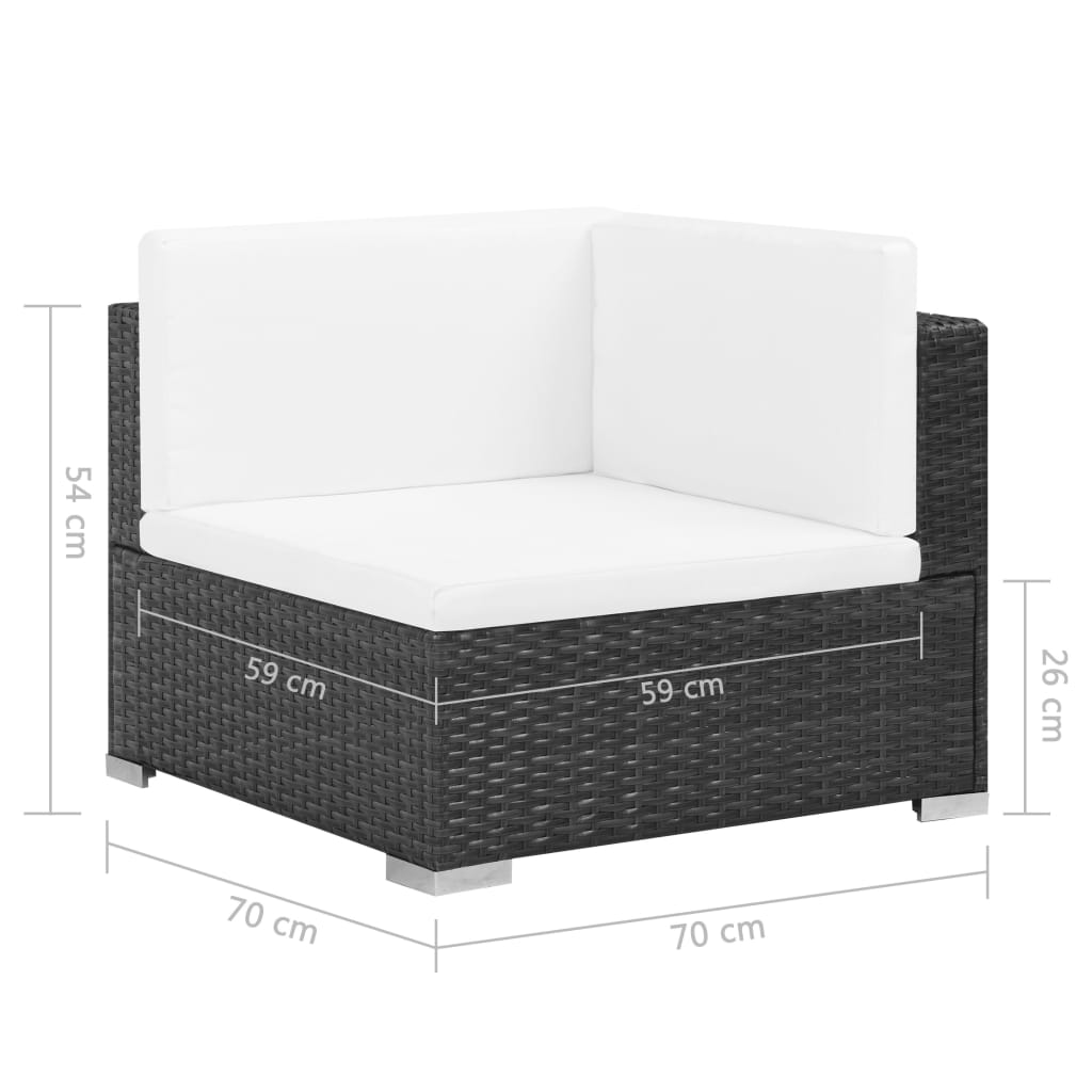 Set Divani da Giardino 6 pz con Cuscini in Polyrattan Nero - homemem39