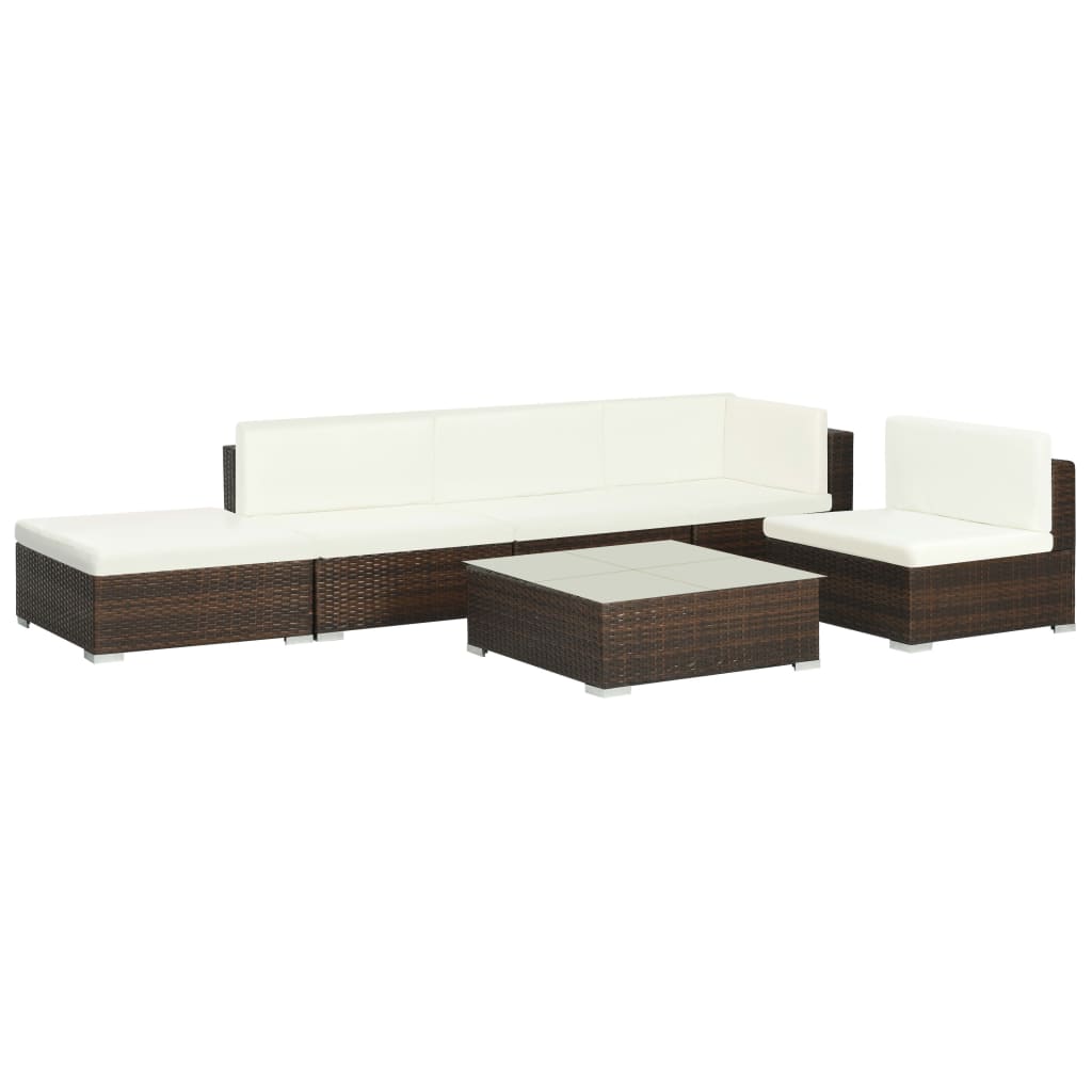 Set Divani da Giardino 6 pz con Cuscini in Polyrattan Marrone - homemem39